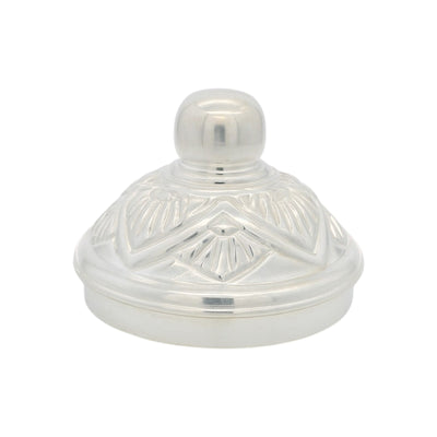 Regal Jewels silver pot lid RJSPI0130b – handcrafted pure silver lid with engraved floral and geometric patterns, designed to complement traditional small silver lota and pooja vessels.
