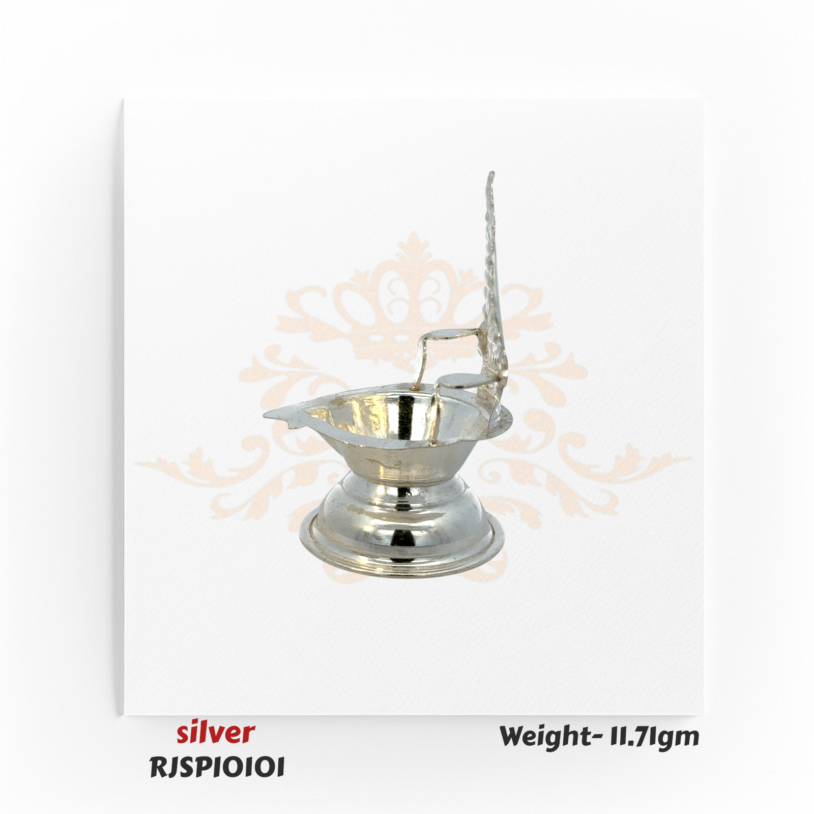 Handcrafted Silver Lakshmi Deepam 11.71 gm – Hindu Pooja Diya for Aarti, Mandir, and Festival Worship