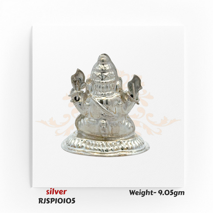 Lightweight silver Lord Ganesha statue, a sacred Hindu idol that brings positivity and blessings, designed for mandir worship and prayer.