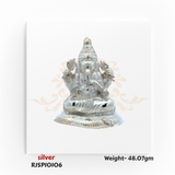 Large handcrafted pure silver Lord Ganesha idol weighing 48.07 gm, symbol of wisdom and prosperity, perfect for temples and festive worship.