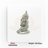 acred silver Ganesha statue crafted for worship, weighing 48.07 gm, a spiritual centerpiece for Diwali, Ganesh Chaturthi, and daily pooja.
