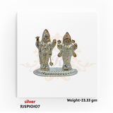 Pair of handcrafted silver deity idols weighing 23.33 gm, designed for pooja rituals, mandir decoration, and gifting during festivals.