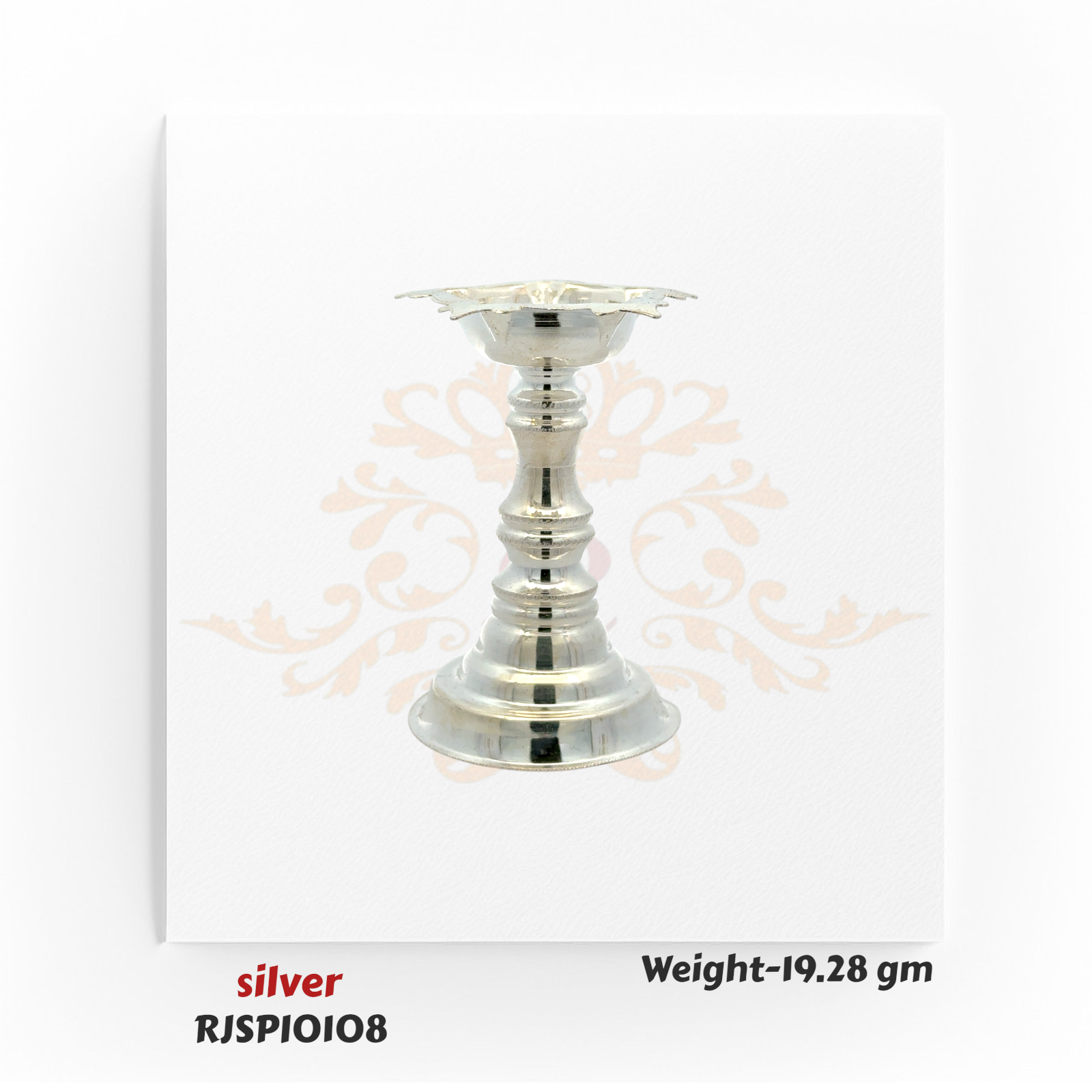 Classic silver diya lamp weighing 19.28 gm, crafted for Hindu religious rituals, daily aarti, and as an elegant addition to mandir decor.