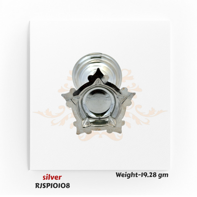 Handmade silver oil lamp with fine detailing, perfect for pooja ceremonies, wedding rituals, and traditional home worship – RJSPI0108.