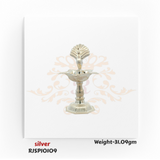 Heavy pure silver diya weighing 31.09 gm, designed as a traditional Indian oil lamp for pooja aarti, mandir use, and festive worship ceremonies.