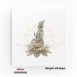 Heavy silver Goddess idol RJSPI0110 with lotus design, sacred spiritual murti for home temple, religious ceremonies, and traditional gifting.