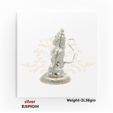 Handmade silver Hanuman statue RJSPI0111 with intricate detailing, perfect for worship, aarti rituals, and traditional home decor.