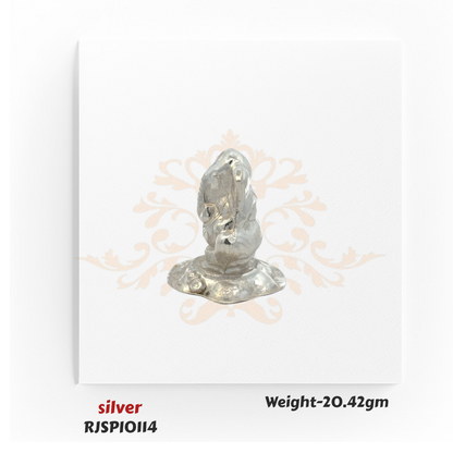 Handmade silver Ganesha idol RJSPI0114, weighing 20.42 gm, traditional Hindu murti for pooja, temple decor, and spiritual worship.