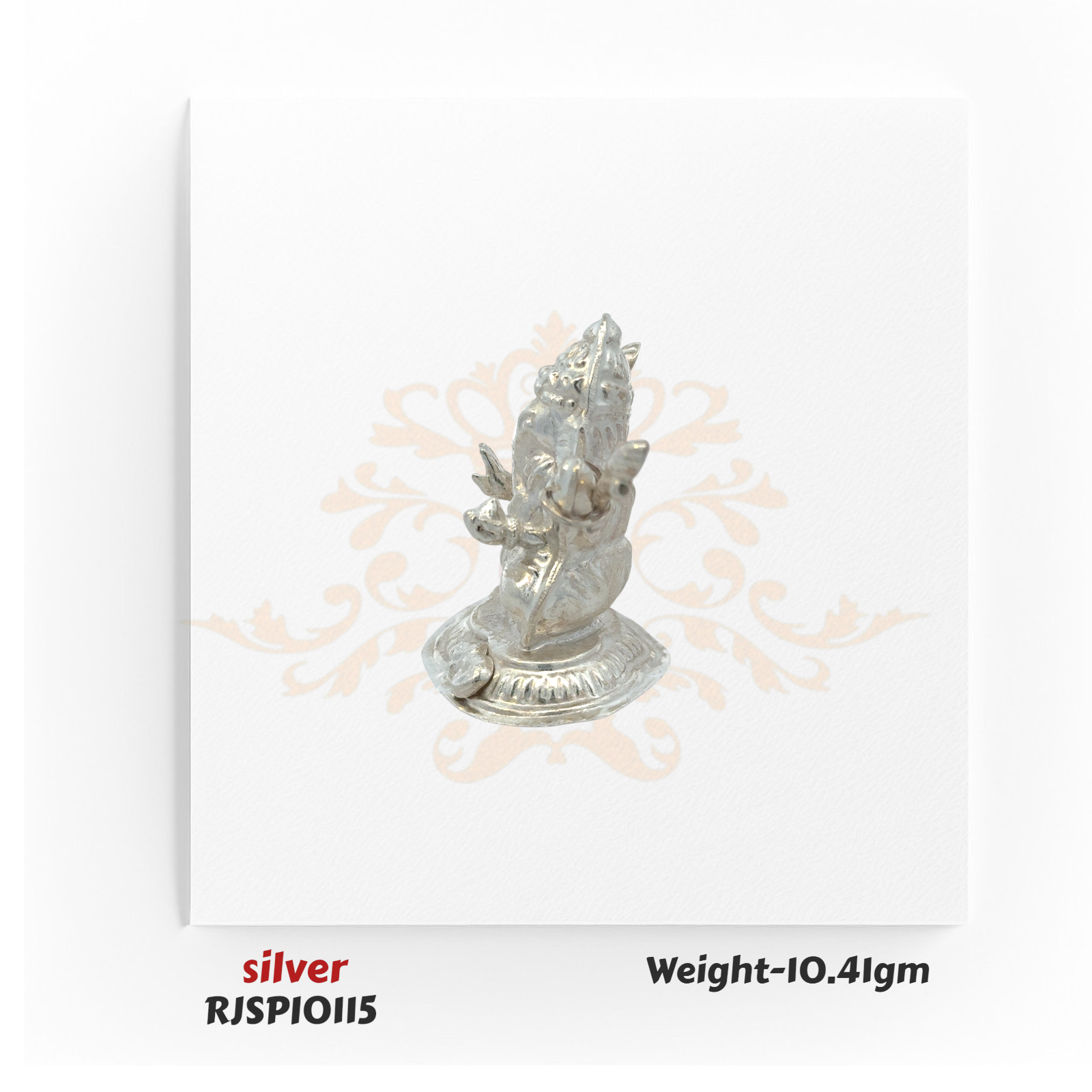 Silver Lord Ganesha statue RJSPI0115 for home mandir, spiritual decor, and auspicious religious ceremonies.