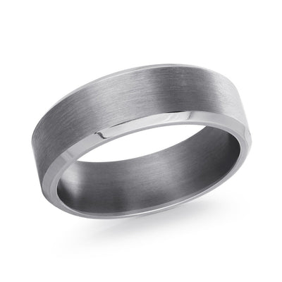 MALO tungsten wedding band TANT-001 brushed finish with polished edge, modern comfort fit men’s ring