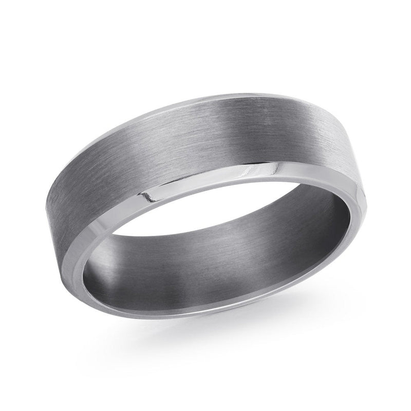 MALO tungsten wedding band TANT-001 brushed finish with polished edge, modern comfort fit men’s ring