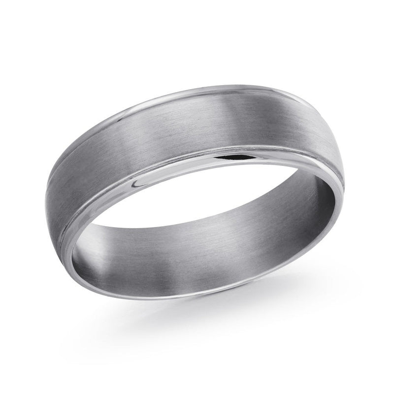MALO tungsten ring brushed satin finish with polished groove classic comfort fit band for men TANT-007