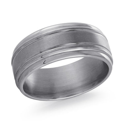 MALO tungsten men’s ring with brushed center and double polished groove edge design, comfort fit band (TANT-010)