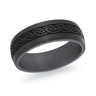 MALO tantalum premium fit band with black Celtic knot center design matte finish men’s ring TANT-043