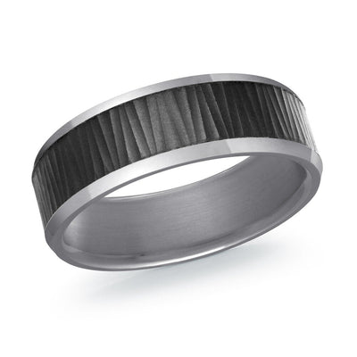 MALO tantalum premium fit band with grooved brushed center and polished edges modern men’s ring TANT-053