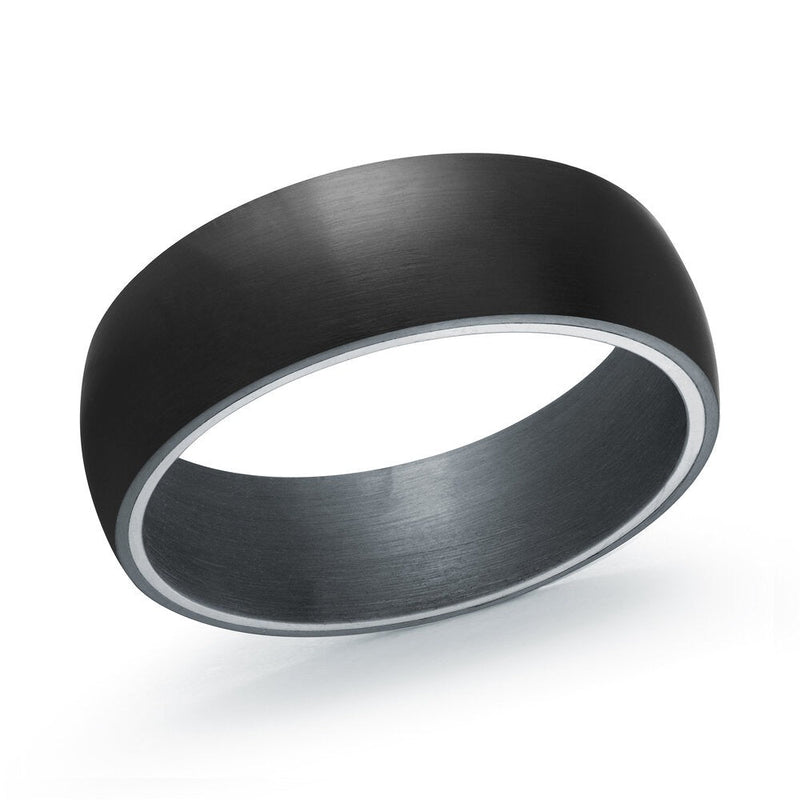 MALO matte black tungsten ring 7mm comfort fit men’s band with brushed finish – TANT-069-7