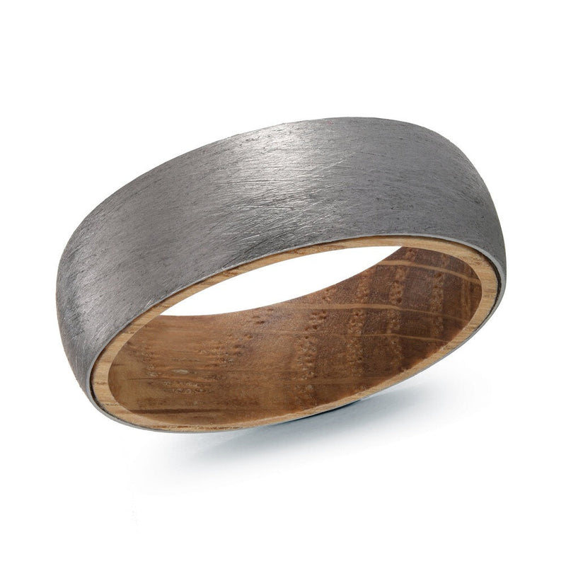 MALO tantalum comfort fit band rustic brushed finish natural wood interior modern men’s wedding ring TANT-074
