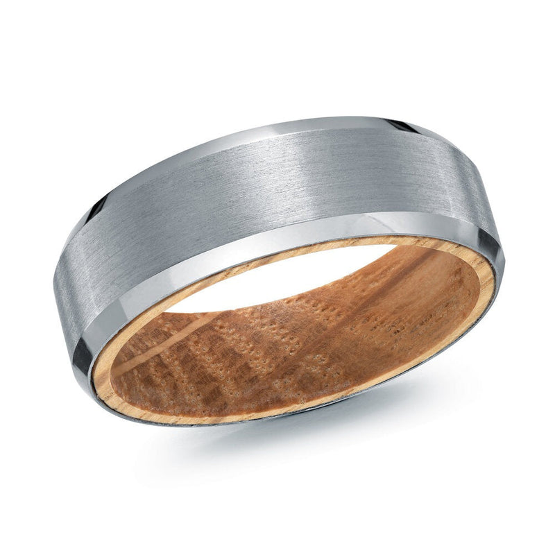 MALO tantalum comfort fit band brushed finish polished edges natural wood interior modern men’s wedding ring TANT-075