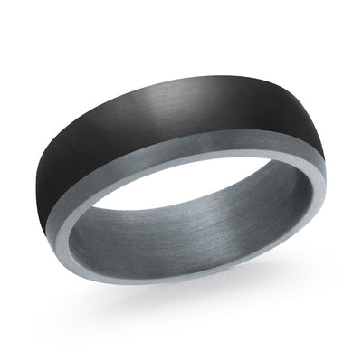 MALO tantalum premium fit band black satin center grey edge finish modern men’s wedding ring TANT-079