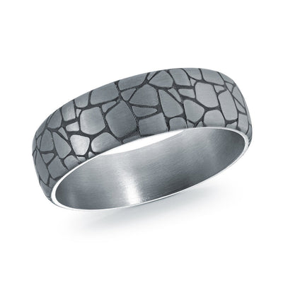 MALO tantalum premium fit band mosaic stone pattern textured matte finish modern men’s wedding ring TANT-082