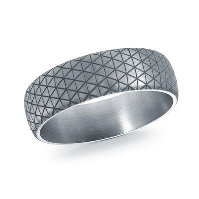 MALO tantalum premium fit band geometric diamond pattern textured matte finish modern men’s wedding ring TANT-087