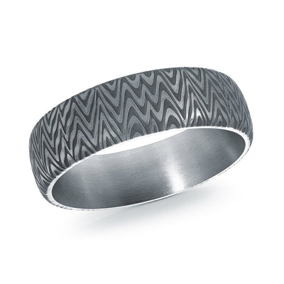 MALO tantalum premium fit band chevron wave pattern textured matte finish modern men’s wedding ring TANT-089