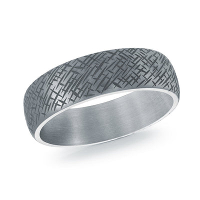 MALO tantalum premium fit band crosshatch engraved texture matte finish modern men’s wedding ring TANT-109