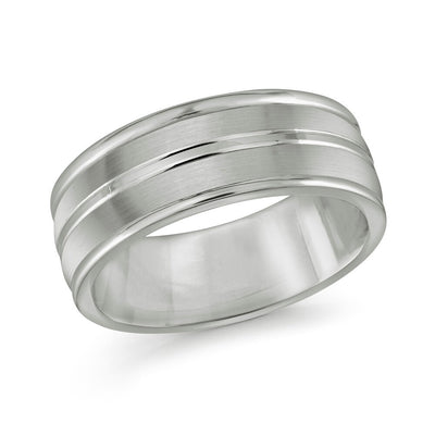 MALO tungsten ring brushed center with double groove polished edges comfort fit modern wedding band TG-004