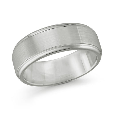 MALO tungsten ring brushed silver band with polished edges comfort fit classic modern wedding band TG-010