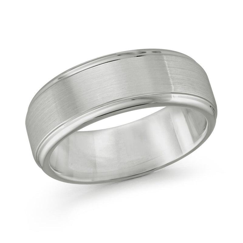 MALO tungsten ring brushed silver band with polished edges comfort fit classic modern wedding band TG-010