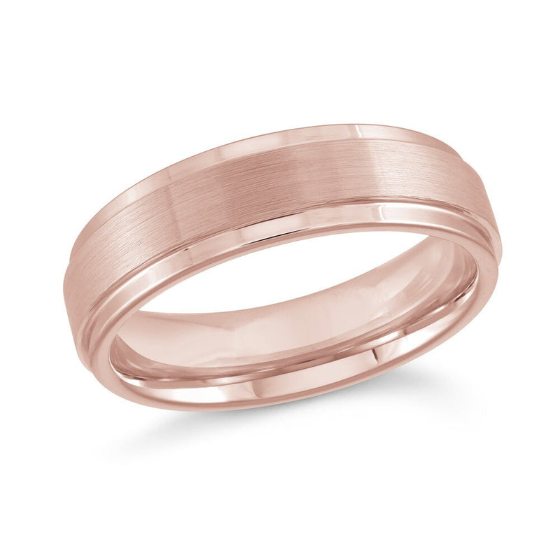 MALO tungsten ring rose gold tone brushed center polished edges comfort fit wedding band TG-033