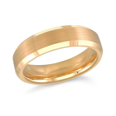 MALO tungsten ring yellow gold tone brushed center polished edges comfort fit wedding band TG-034