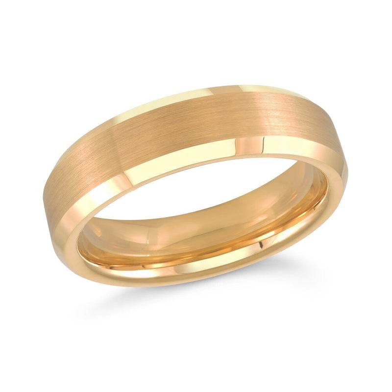 MALO tungsten ring yellow gold tone brushed center polished edges comfort fit wedding band TG-034
