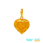 22-karat yellow gold Hindu pendant featuring a three-dimensional representation of the deity Hanuman, with Ganesh Ji seated on his lap. The pendant weighs 7.3 grams and has dimensions of approximately 3.5 cm by 1.9 cm.