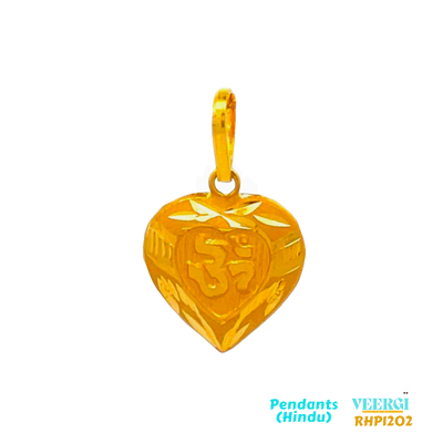 22-karat yellow gold Hindu pendant featuring a three-dimensional representation of the deity Hanuman, with Ganesh Ji seated on his lap. The pendant weighs 7.3 grams and has dimensions of approximately 3.5 cm by 1.9 cm.