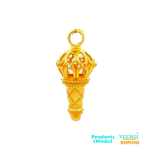 22kt gold pendant featuring the Hindu deity Lord Hanuman holding Gada. Lord Hanuman is a central figure in Hindu mythology and is revered for his strength, devotion, and loyalty.  5.3 gm / Yellow Gold / 3 cm/1.2 cm