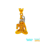 22kt gold pendant featuring a two-tone design with yellow and rhodium plating. The pendant depicts Lord Shiva sitting, with the main body and jewelry in yellow gold, and the hair and representation of the Ganga river in rhodium. Weight: 4.2 gm. SKU: RHP2018.