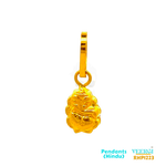 "22kt gold Hindu pendant in all yellow gold featuring the depiction of Lord Ganesha in a glossy finish. SKU: RHP1223. Weight: 0.4 gm."