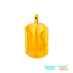 A 22kt gold dog tag pendant weighing 9.1 grams, featuring a high gloss finish and a Trishool (trident) design with a sand finish, would create a striking and symbolic piece of jewelry.