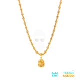 A 22 karat gold chain set is a beautiful piece of jewelry that typically includes a necklace or chain and matching earrings.  Weight: 19.10gm Length of Necklace and Earring 20.50/3.60cm