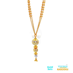 A 22 karat gold chain set with a double chain and a pendant consisting of various sized balls in 2 tone rhodium and yellow gold is a stunning piece of jewelry. Weight: 17.30gm Length of Necklace and Earring 24.00/2.80cm