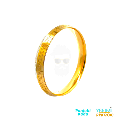 VeerGi Presents, A 22kt gold men kada with a comfort fit, gloss finish, and a Greek design would be a traditional Indian bracelet for men made of 22-karat gold with a design that is inspired by ancient Greek art or architecture.. 79.89 gm / Yellow Gold / 2.16