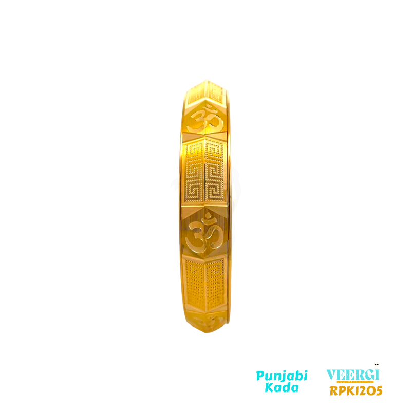 VeerGi Presents A 22kt gold Men kada is a traditional Indian bracelet for men made of 22-karat gold, which is a high purity level for gold. The bracelet is designed to fit comfortably on the wrist and usually has a circular or oval shape.  69.70 gm / Yellow Gold / 2.14