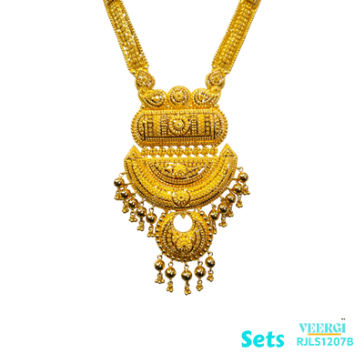 Traditional Indian jewelry sets often hold cultural significance and are worn on special occasions, weddings, festivals, or religious ceremonies. 143.3 gm