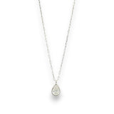 Platinum chain with pear-shape bezel-set natural diamond drop pendant by Regal Jewels