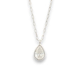 Platinum chain with pear-shape bezel-set natural diamond drop pendant by Regal Jewels