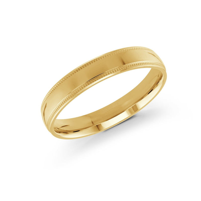 MALO Gold Plain Band Ring – Classic Milgrain Profile – High Polish Comfort Fit-Regal Jewels