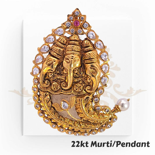 22kt Gold Murti RJM2012 | Paisley and Ganesh ji Gold Pendant | Regal Jewels