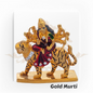 22kt Gold Durga Mata Murti – A 19.9-gram idol of Goddess Durga riding a tiger, featuring fine gold detailing & vibrant enamel. Available at Regal Jewels.