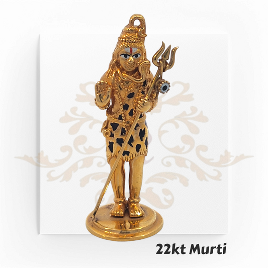 22kt Gold Lord Shiva Murti – Divine Trishul Idol | Regal Jewels